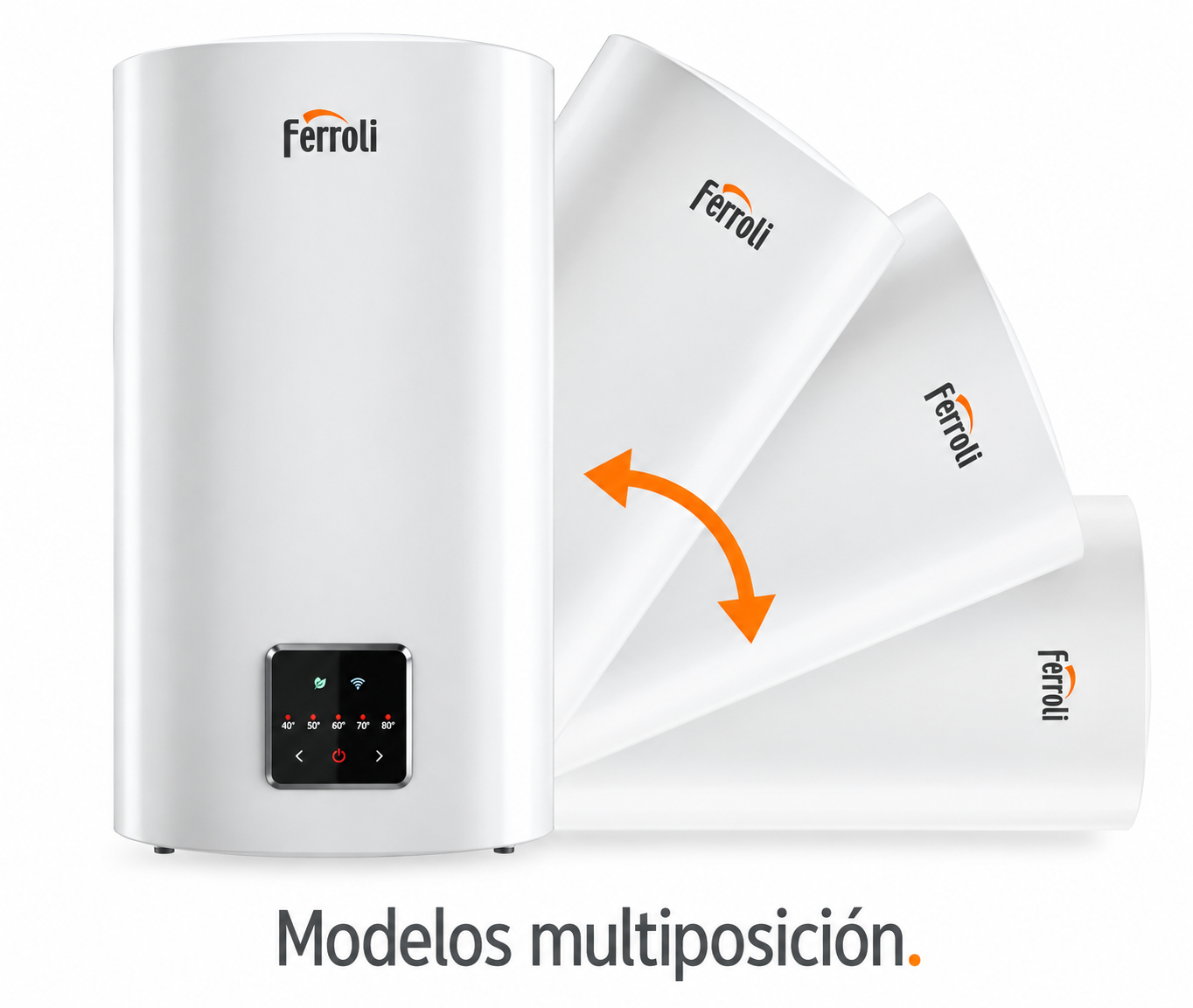Instalación vertical u horizontal El FERROLI Titano Twin es multiposición, por lo que puede instalarse tanto verticalmente como horizontalmente siguiendo las indicaciones de montaje del fabricante. Esta flexibilidad permite aprovechar mucho mejor el espacio disponible y adaptar la posición del termo a las características reales de la vivienda. Así, una pared con poca altura o un espacio horizontal disponible puede aprovecharse sin tener que renunciar a las prestaciones del equipo.